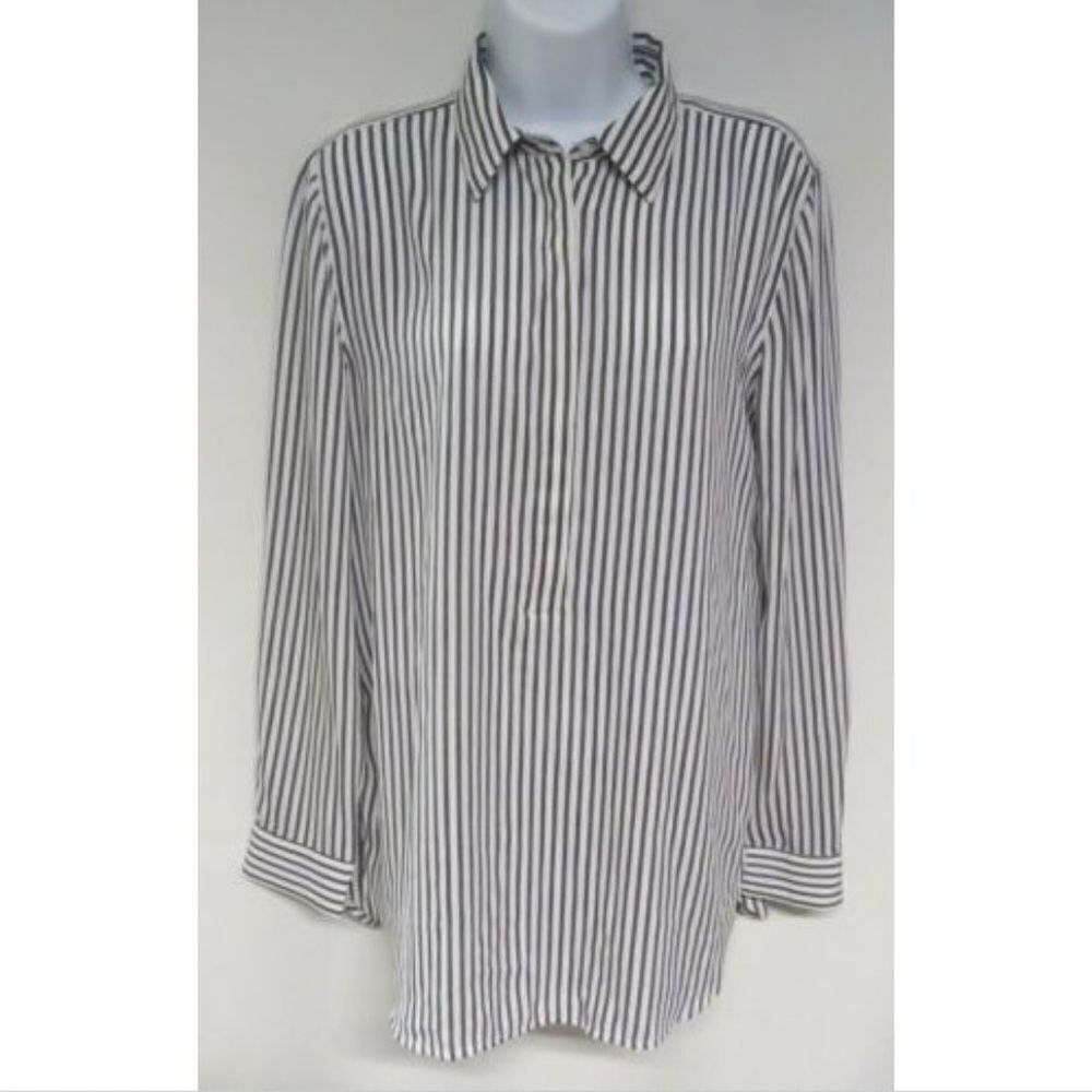 𝅺ann Taylor Loft Pullover Half Button Blouse S